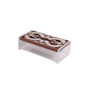 Plexiglass tissue box with a mother-of-pearl wood lid with a perforated mother-of-pearl pattern