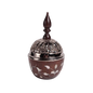 Round shell wooden incense burner with silver lid